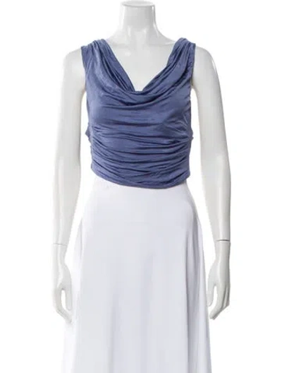 Pre-owned Gauge81 Cowl Neck Sleeveless Crop Top In Blue