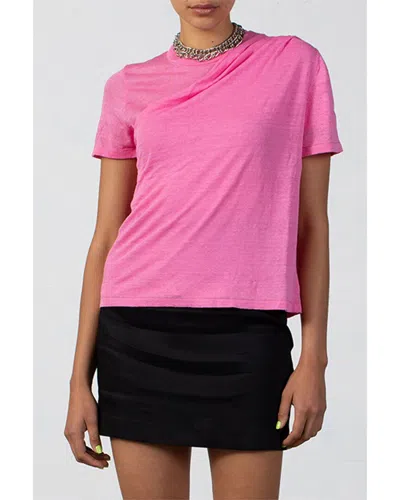Gauge81 Deva Linen-blend Basic T-shirt In Pink