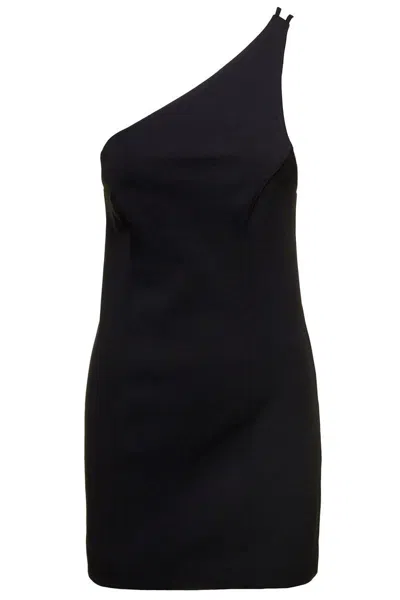 GAUGE81 'COLORADO' ONE SHOULDER MINI BLACK DRESS