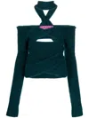 Gauge81 Ribbed-knit Cut-out Top In Turquoise