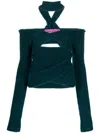 Gauge81 Ribbed-knit Cut-out Top In Turquoise