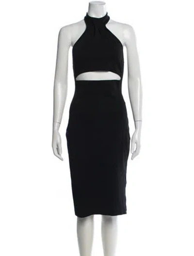 Pre-owned Gauge81 Halterneck Knee-length Dress In Black