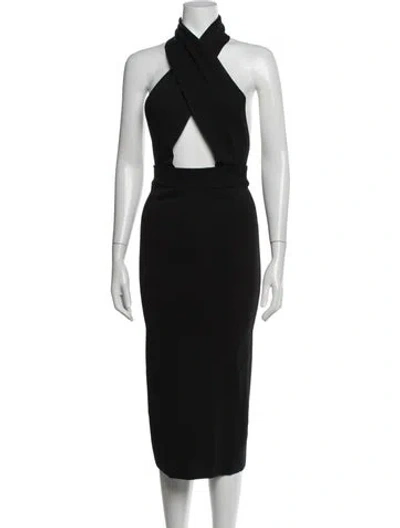 Pre-owned Gauge81 Halterneck Midi Length Dress In Black