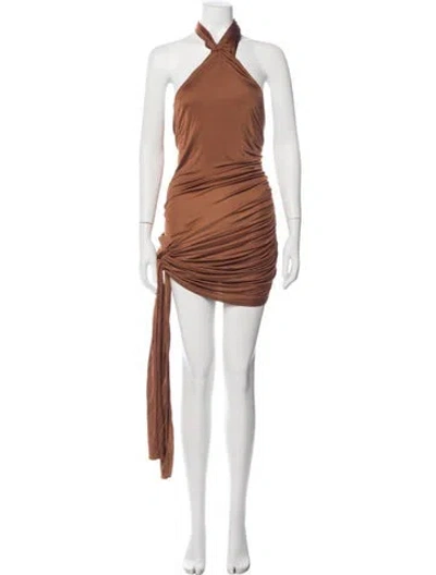 Pre-owned Gauge81 Halterneck Mini Dress In Brown