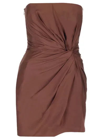 Gauge81 Hirata Twisted Strapless Mini Dress In Brown