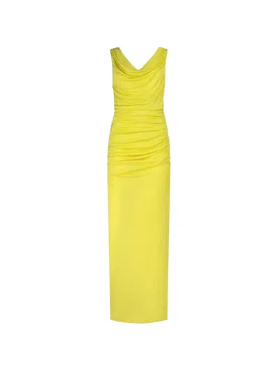 Gauge81 Ina Long Draped Maxi Dress In Yellow