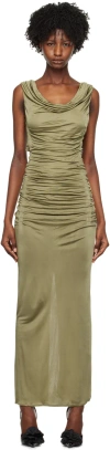 Gauge81 Ina Gathered Crossover-strap Satin Gown In 242cumin