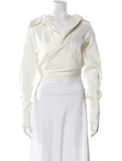 Pre-owned Gauge81 Linen Cowl Neck Sweater In White