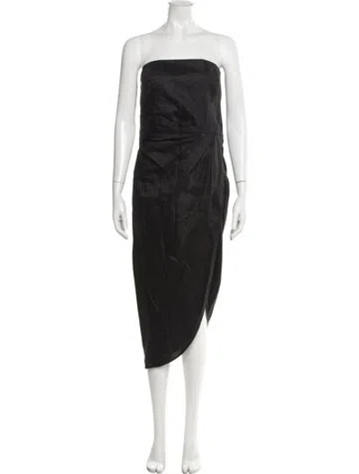 Pre-owned Gauge81 Linen Midi Length Dress In Black
