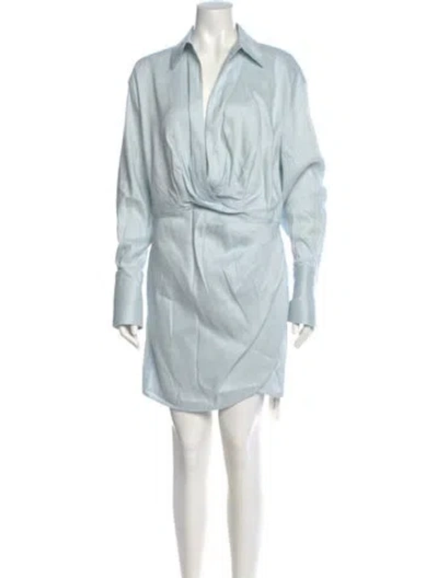 Pre-owned Gauge81 Linen Mini Dress In Blue