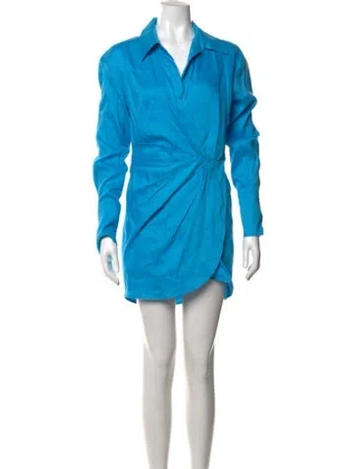 Pre-owned Gauge81 Linen Mini Dress In Blue