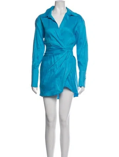 Pre-owned Gauge81 Linen Mini Dress In Blue
