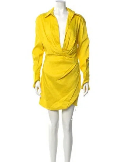 Pre-owned Gauge81 Linen Mini Dress In Yellow