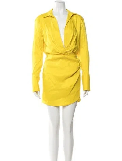 Pre-owned Gauge81 Linen Mini Dress In Yellow