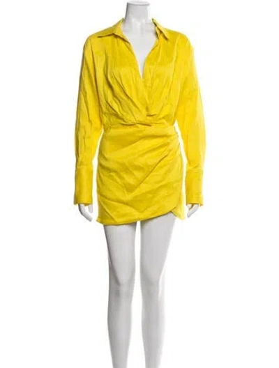 Pre-owned Gauge81 Linen Mini Dress In Yellow