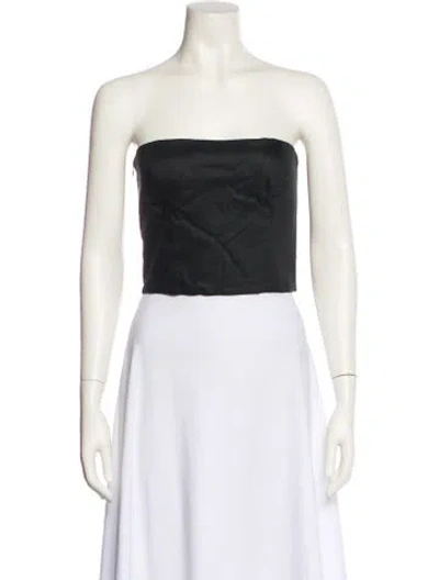 Pre-owned Gauge81 Linen Strapless Crop Top In White