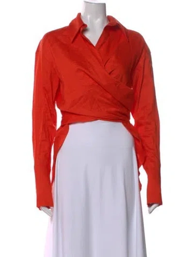 Pre-owned Gauge81 Linen V-neck Top In Orange