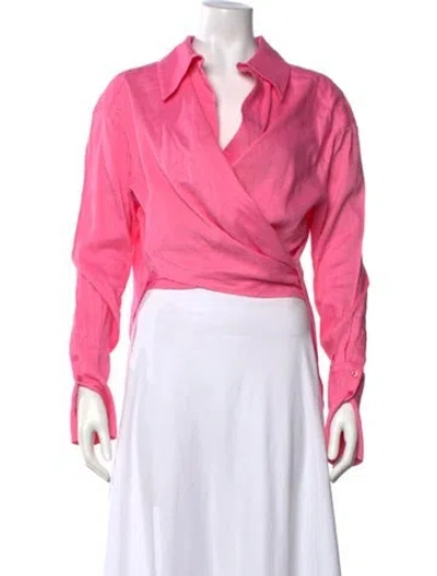 Pre-owned Gauge81 Linen V-neck Top In Pink