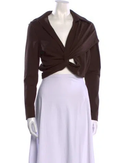 Pre-owned Gauge81 Long Sleeve Crop Top W/ Tags In Brown