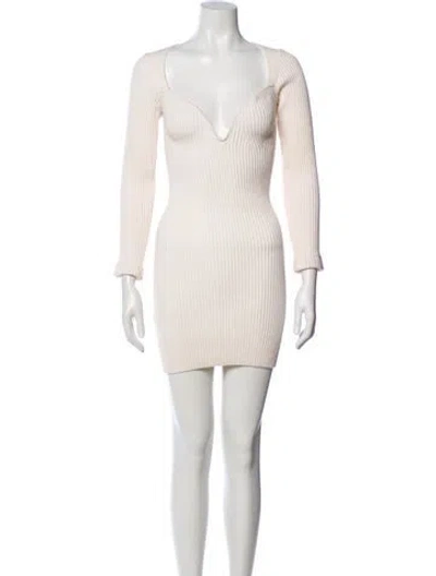 Pre-owned Gauge81 Merino Wool Mini Dress In Neutral