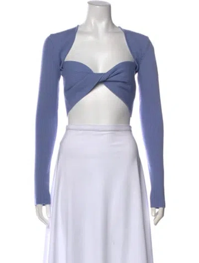 Pre-owned Gauge81 Merino Wool Square Neckline Crop Top In Blue