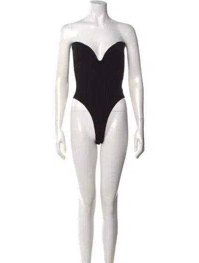 Pre-owned Gauge81 Merino Wool Strapless Bodysuit In Black