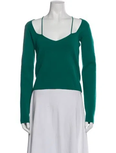 Pre-owned Gauge81 Merino Wool V-neck Top In Green