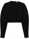 Gauge81 Cropped Knit Crew Neck Sweater In Black