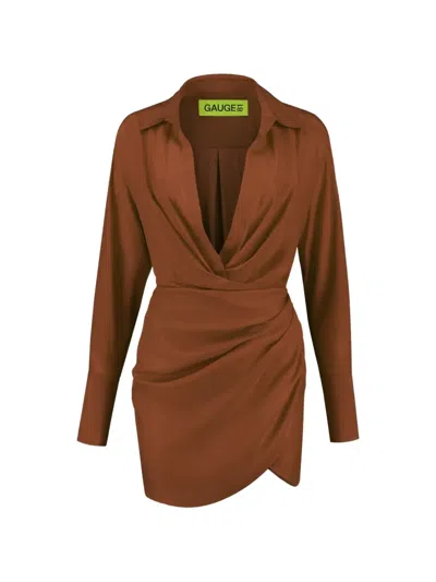 Gauge81 Naha Asymmetric Mini Dress In Brown