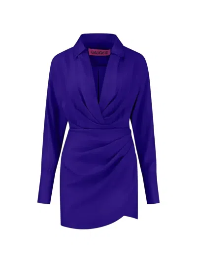Gauge81 Naha Asymmetric Shirt Dress In Blue