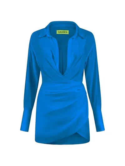 Gauge81 Naha Wrap-style Mini Dress In Blue