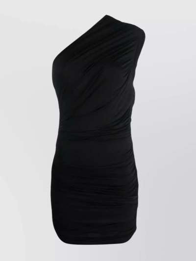 Gauge81 Ira One-shoulder Draped Jersey Midi Dress In Black