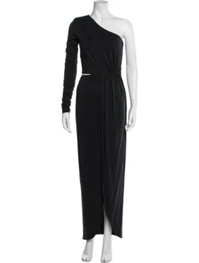 Pre-owned Gauge81 One-shoulder Long Dress In Black