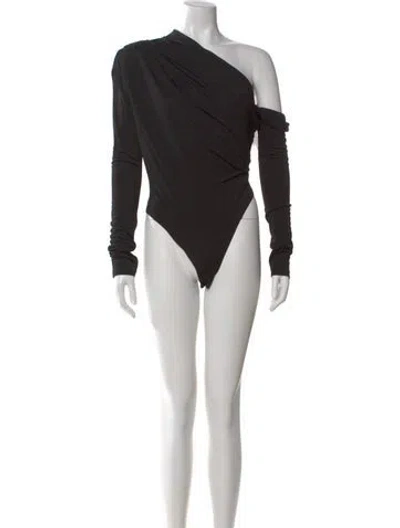 Pre-owned Gauge81 One-shoulder Long Sleeve Bodysuit In Black