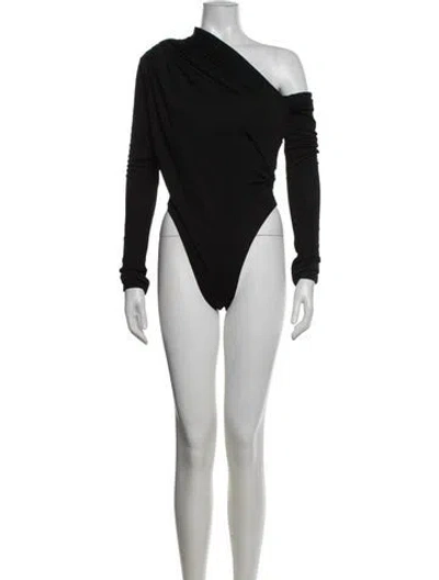 Pre-owned Gauge81 One-shoulder Long Sleeve Bodysuit In Black