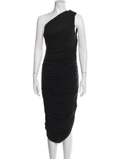 Pre-owned Gauge81 One-shoulder Midi Length Dress In Black