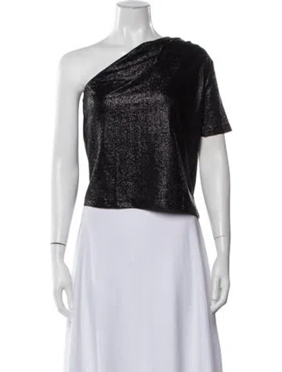 Pre-owned Gauge81 One-shoulder Short Sleeve Top In Black/metallic