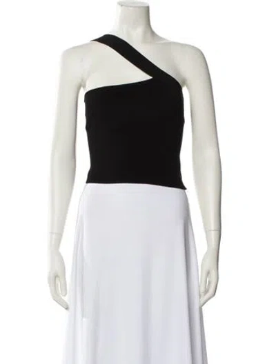 Pre-owned Gauge81 One-shoulder Sleeveless Crop Top In Black