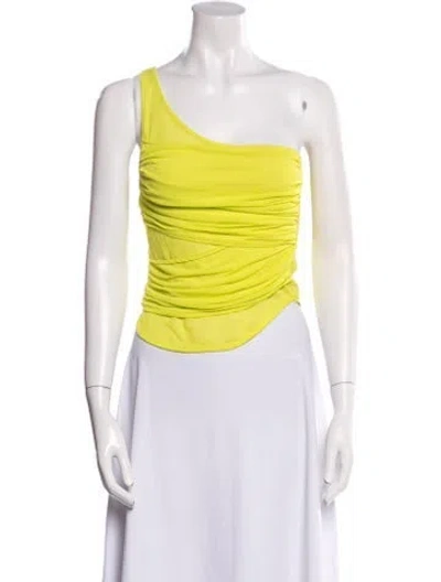 Pre-owned Gauge81 One-shoulder Sleeveless Crop Top In Yellow