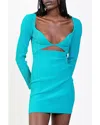 Gauge81 Otero Ribbed Cut-out Long Sleeve Mini Bodycon Dress