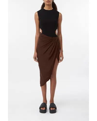 Gauge81 Paita Silk Midi Skirt In Brown