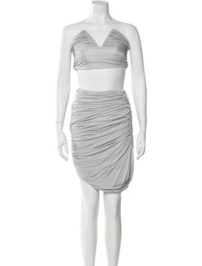 Pre-owned Gauge81 Pleated Accents Skirt Set In Silver