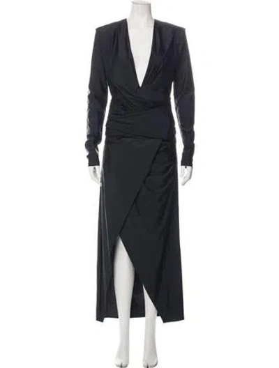 Pre-owned Gauge81 Plunge Neckline Long Dress In Blue