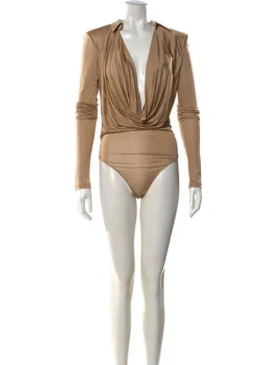 Pre-owned Gauge81 Plunge Neckline Long Sleeve Bodysuit W/ Tags In Neutral