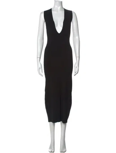 Pre-owned Gauge81 Plunge Neckline Midi Length Dress In Black