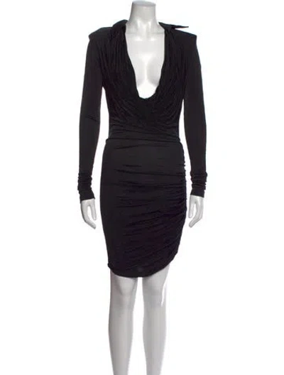 Pre-owned Gauge81 Plunge Neckline Mini Dress In Black
