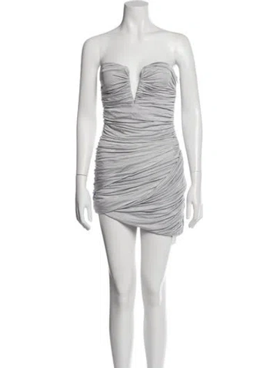 Pre-owned Gauge81 Plunge Neckline Mini Dress In Gray