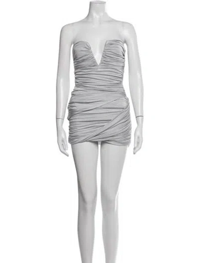 Pre-owned Gauge81 Plunge Neckline Mini Dress In Grey