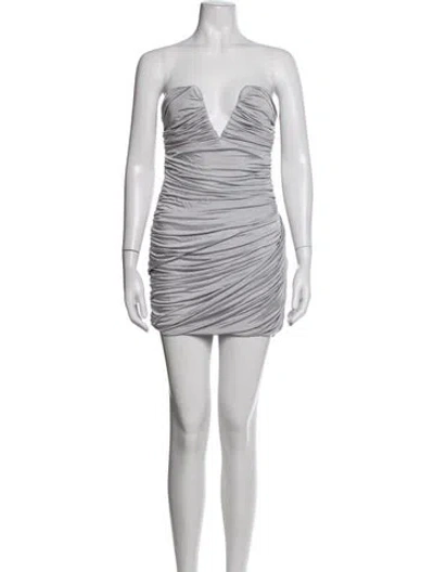 Pre-owned Gauge81 Plunge Neckline Mini Dress In Grey
