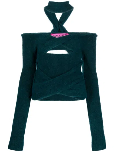 Gauge81 Ribbed-knit Cut-out Top In Green